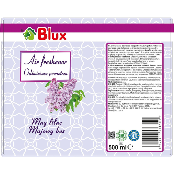 Poza produs Spray odorizant pentru camera Liliac, Blux | 500 ml
