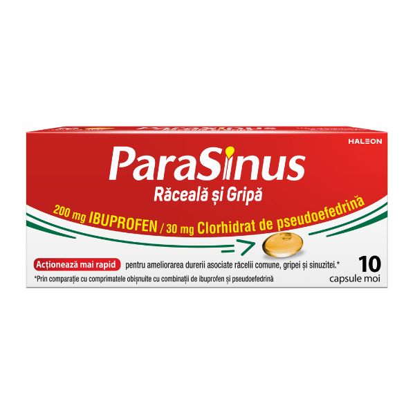 Poza produs ParaSinus Raceala si Gripa, 200 mg/30 mg, Haleon | 10 capsule moi