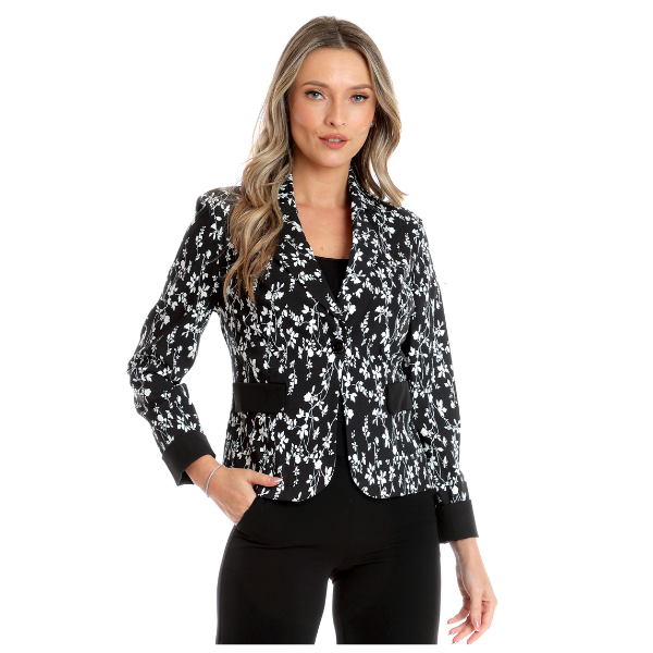 Poza produs Sacou dama DV24S55 negru/alb floral, Dress to Impress | marimea 40