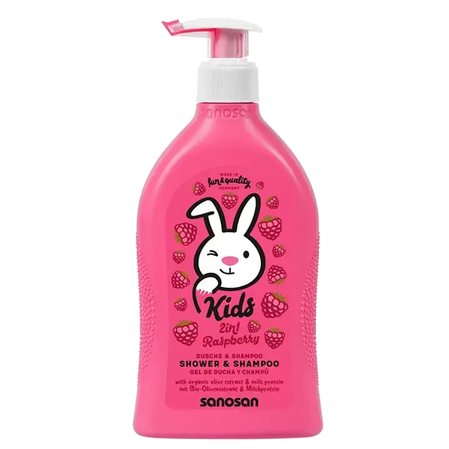 Poza produs Gel de dus si sampon pentru copii cu aroma de zmeura, Sanosan Kids | 400 ml