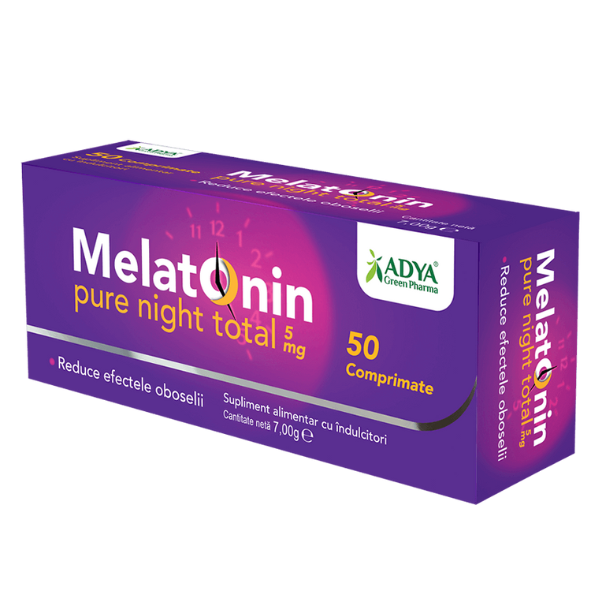 Poza produs Melatonin Pure Night Total 5 mg, Adya Green Pharma | 50 comprimate