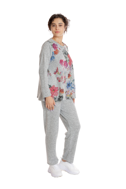 Poza produs Tinuta dama CT24086 gri melanj/floral multicolor, Cesy | marimea L