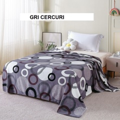 Patura pufoasa gri cercuri 200 x 220 cm, Ralex | 1 buc
