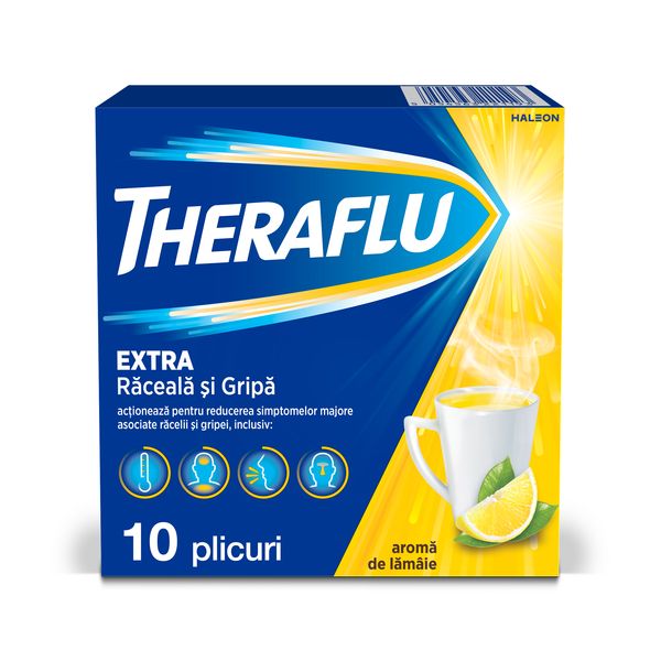 Poza produs Theraflu Extra raceala si gripa 650 mg/20 mg/10 mg, Haleon | 10 plicuri