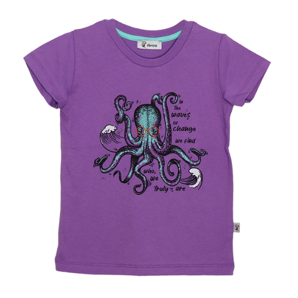 Poza produs Tricou copii maneca scurta DL06 mov lila/caracatita, Danina | 4 ani