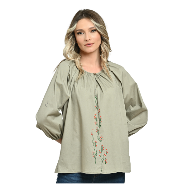 Poza produs Bluza ampla ERV24V266 kaki deschis/pictura, Eranthe | marimea XL
