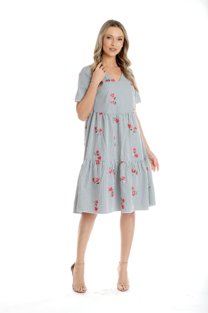 Poza produs Rochie volane CV25030 alb dungulite/broderie florala, Cesy | marimea L