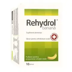 Rehydrol saruri de rehidratare cu aroma de banana, MBA Pharma | 10 plicuri