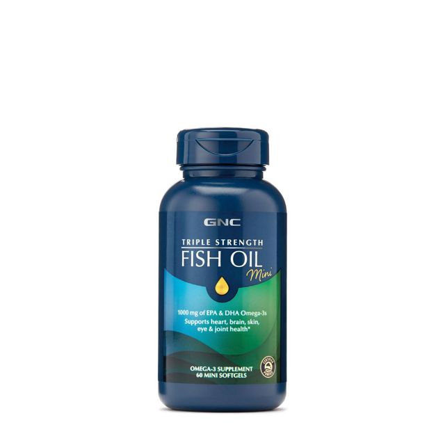 Poza produs GNC Triple Strength Fish Oil, Ulei de Peste Mini Capsule | 60 Cps