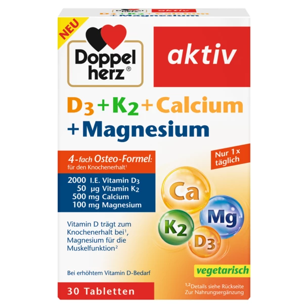 Poza produs D3 + K2 + Calciu + Magneziu, Doppelherz Aktiv | 30 comprimate