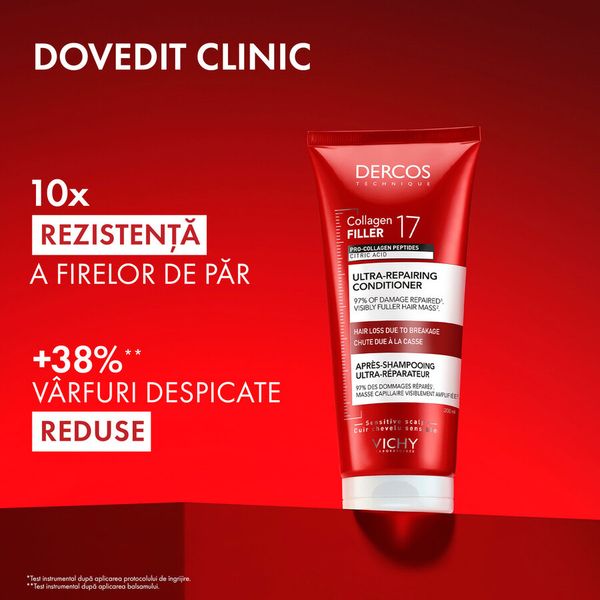 Poza produs Balsam ultra-reparator cu peptide Pro-Colagen si acid citric Dercos Collagen 17 Filler, Vichy | 200 ml