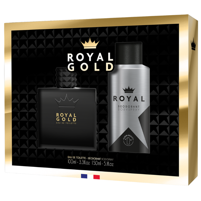 Poza produs Set cadou barbati Royal Gold Corania | EDT 100 ml + deodorant 150 ml