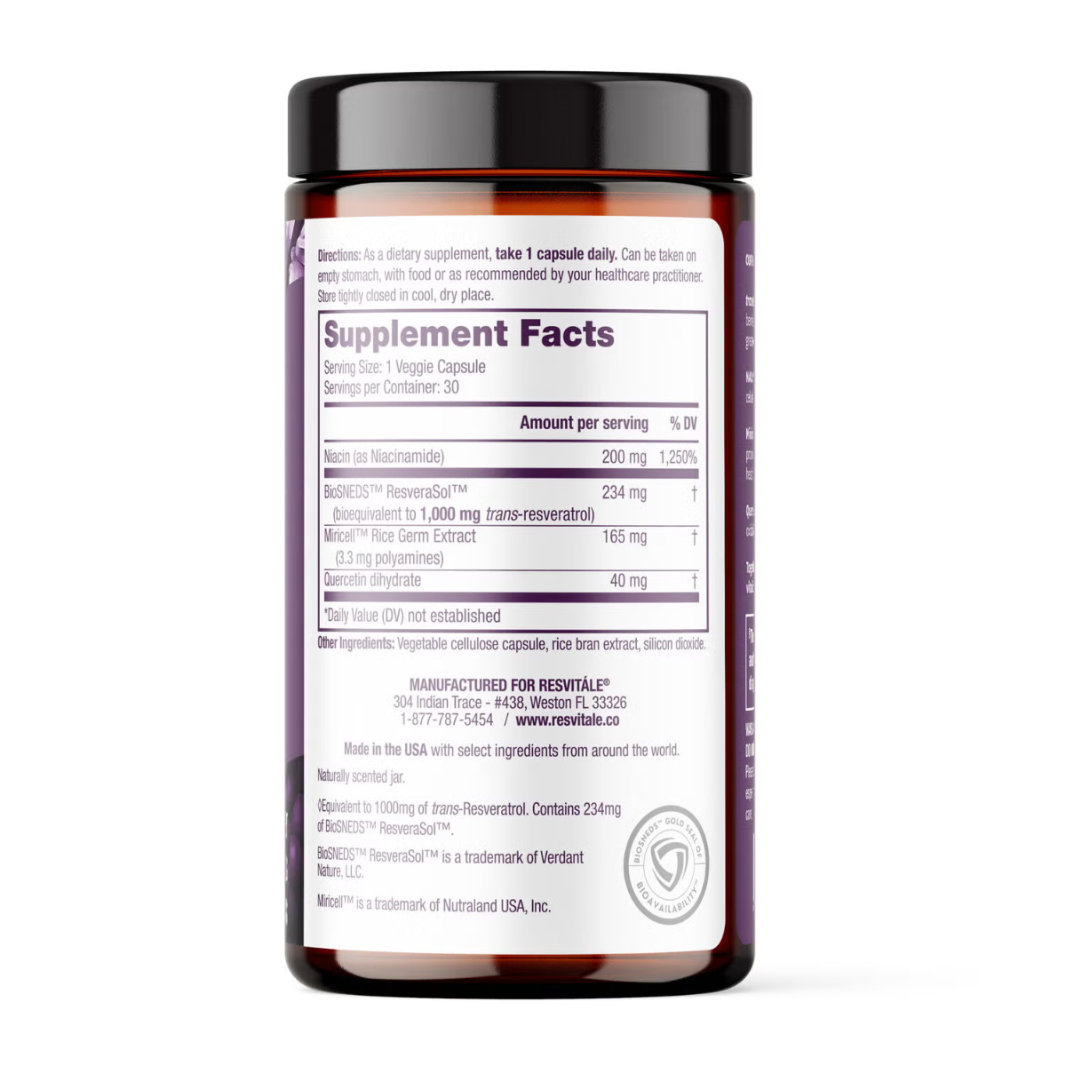 Poza produs ResVitale Resveratrol+ NAD & Miricell, GNC | 30 capsule