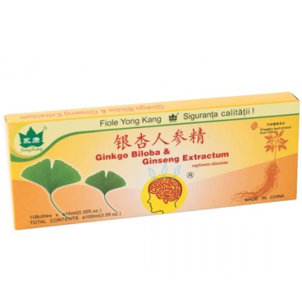 Poza produs Ginko Biloba si Ginseng extractum, Yong Kang | 10 fiole