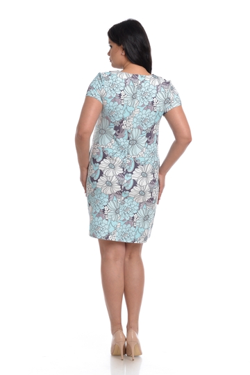 Poza produs Rochie guler si buzunare CV22036 bleu/grej floral, Cesy | marimea S