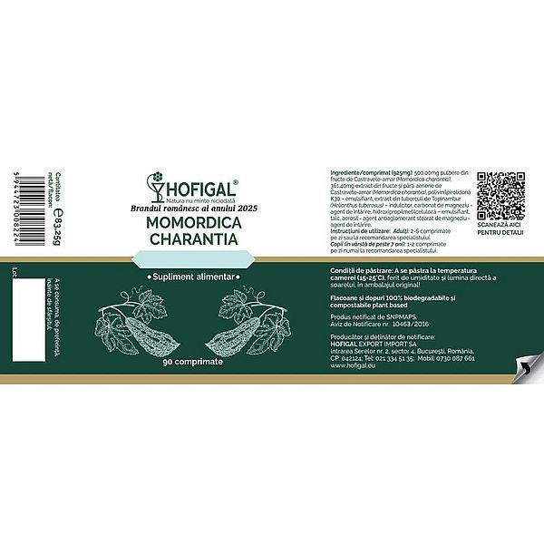 Momordica Charantia, Hofigal | 90 comprimate — poza produs 2/2