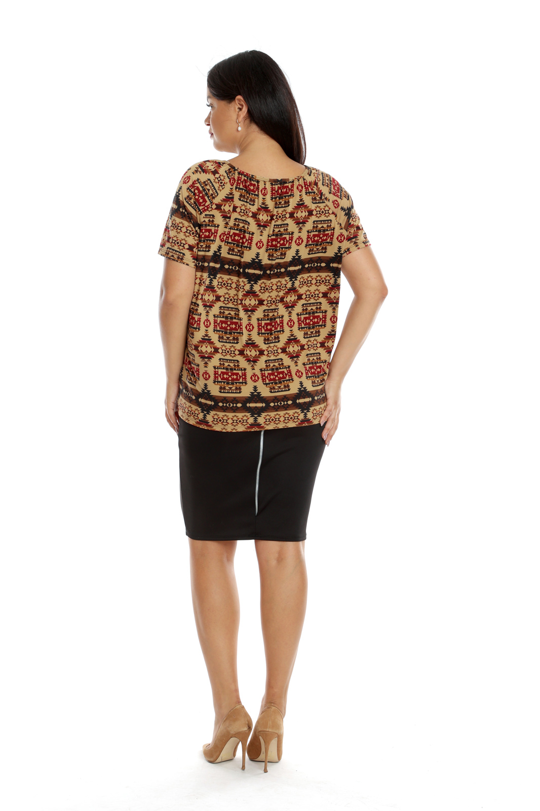 Poza produs Bluza dama CT22073 bej & print etno, Cesy | marimea S