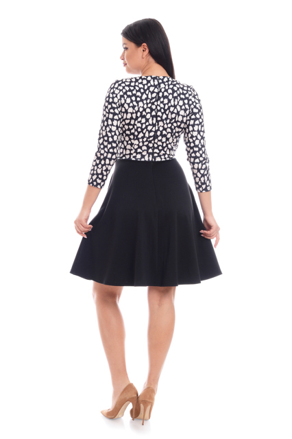 Poza produs Rochie clos CI24001 negru/alb imprimeu, Cesy | marimea S
