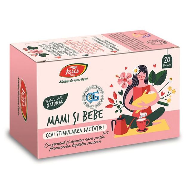Poza produs Mami si bebe Stimularea lactatiei, G77, ceai la plic, Fares | 20 plicuri