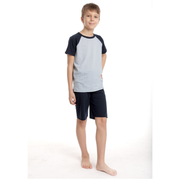 Pijama copii (baieti) AV2340 bleumarin/alb imprimat, Andana | marimea 32 (5/6 ani) — poza produs 2/3