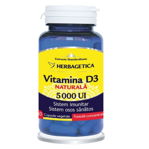 Poza produs Vitamina D3 Naturala 5000Ui, Herbagetica | 30 capsule