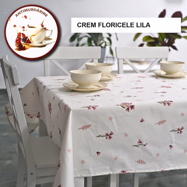 Poza produs FATA DE MASA TEFLONATA ANTIMURDARIRE 100% BBC CREM FLORICELE LILA 140X180CM RALEX INFINITY