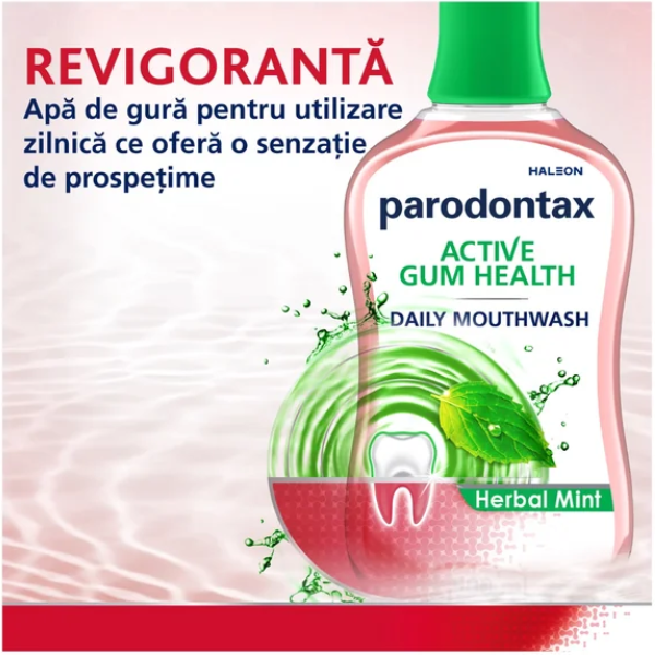 Poza produs Apa de gura Parodontax Active Gum Health Herbal Mint, Glaxo | 500 ml
