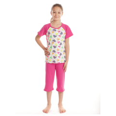 Pijama 3/4 fete AV2421 ciclame/multicolor hearts, Andana | marimea 36 (9/10 ani)