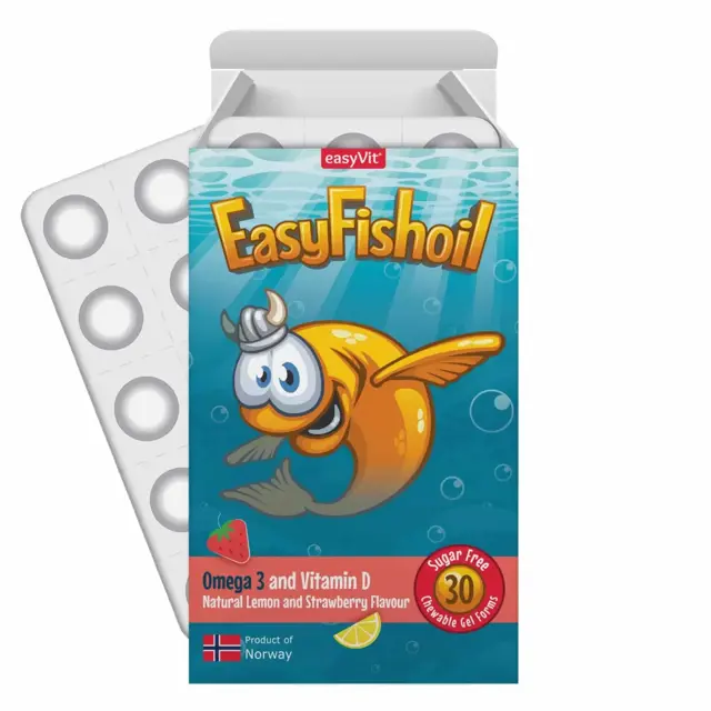 Poza produs Easy FishOil Vitamina D si Omega 3 pentru copii, Ropharma | 30 comprimate masticabile