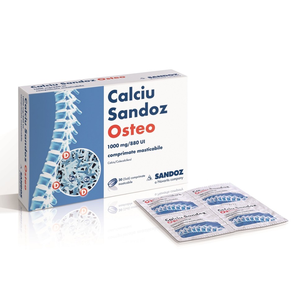 Poza produs CALCIU SANDOZ OSTEO 1000 MG/880 UI X 30