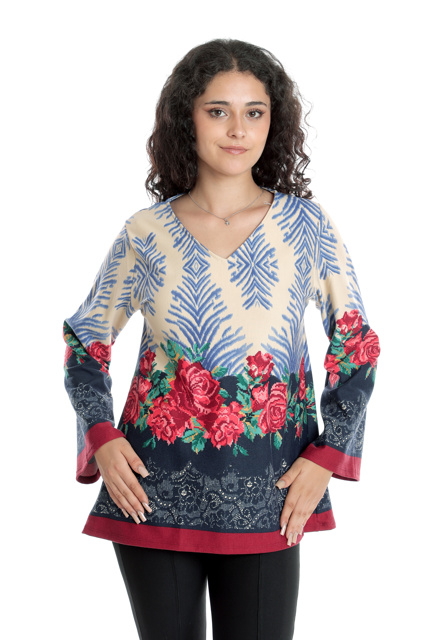 Poza produs Bluza CI23087 albastru & rosu floral, Cesy | marimea S