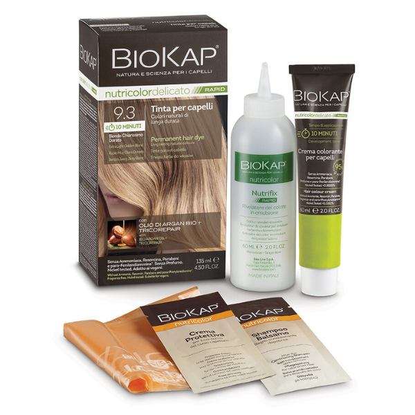Vopsea pentru par 9.3 Extra Light Golden Blond Nutricolor NDR00930 Delicato Rapid, Biokap | 135 ml — poza produs 2/4