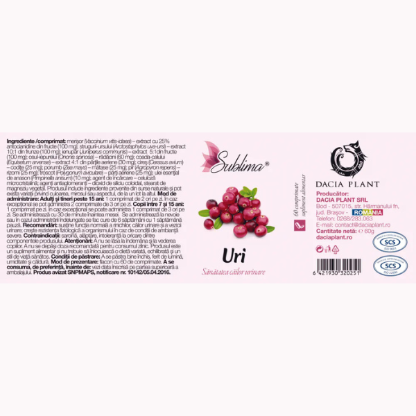 Poza produs Sublima Uri, Dacia Plant | 60 comprimate