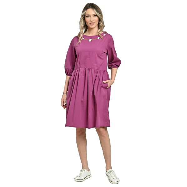 Poza produs Rochie midi cu buzunare ERV24V265 fuchsia/pictura, Eranthe | marimea XL