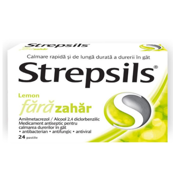 Poza produs Strepsils Lemon fara zahar, Reckitt Benckiser | 24 comprimate