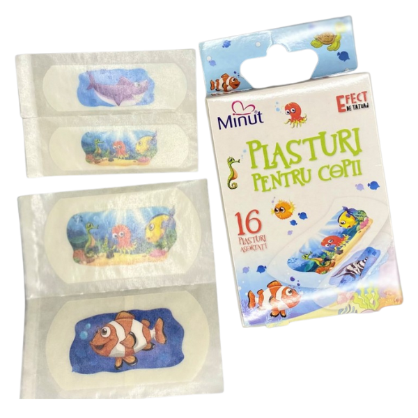 Poza produs Plasturi pentru copii asortati, tatuaj X 16 Buc, Minut