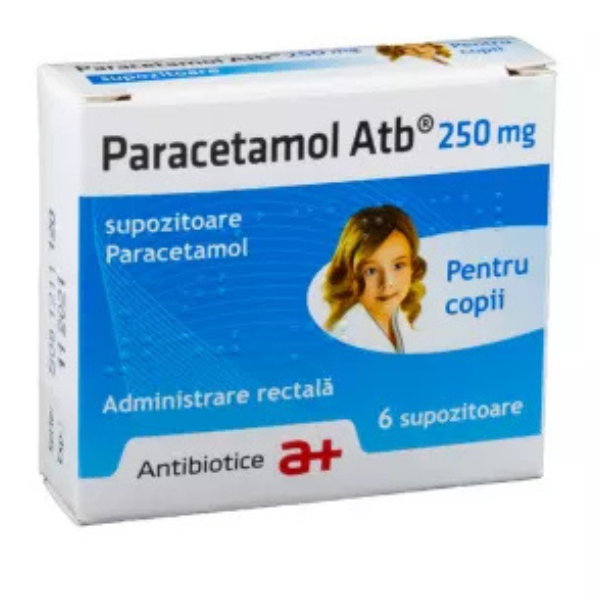 Poza produs Supozitoare cu paracetamol pentru copii, 250 mg, Antibiotice SA | 6 supozitoare