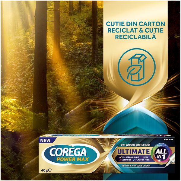 Poza produs Crema adeziva pentru proteza dentara Corega Power Max Ultimate All in 1, Haleon | 40 g