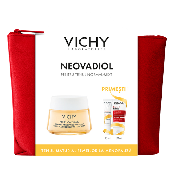 Poza produs Trusa Crema de zi Neovadiol Post Menopause 50 ml + Fluid SPF50+ Capital Soleil + Sampon energizant Dercos 50 ml, Vichy