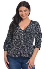Bluza peplum dama DT23BL46 negru/alb stilizat, Dress to Impress | marimea 38
