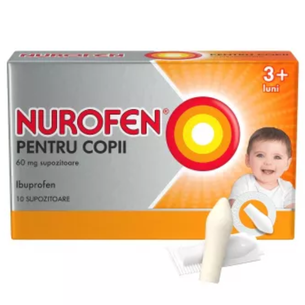 Poza produs Nurofen 60 mg supozitoare pentru copii 3 luni+, Reckitt Benckiser | 10 supozitoare
