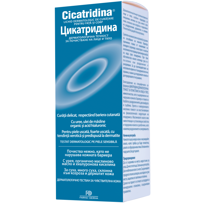 Poza produs Cicatridina lichid dermatologic de curatare pentru fata si corp, Farma-Derma Italia | 250 ml