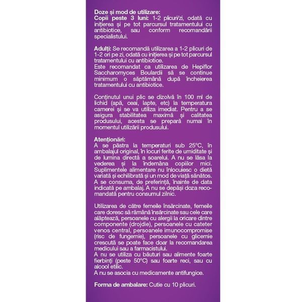 Hepiflor Saccharomyces Boulardii, Terapia | 10 plicuri, Terapia — poza produs 3/4