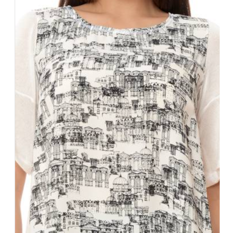 Bluza dama BL25 ALB IMPRIMAT, Aroti | marimea L — poza produs 3/3