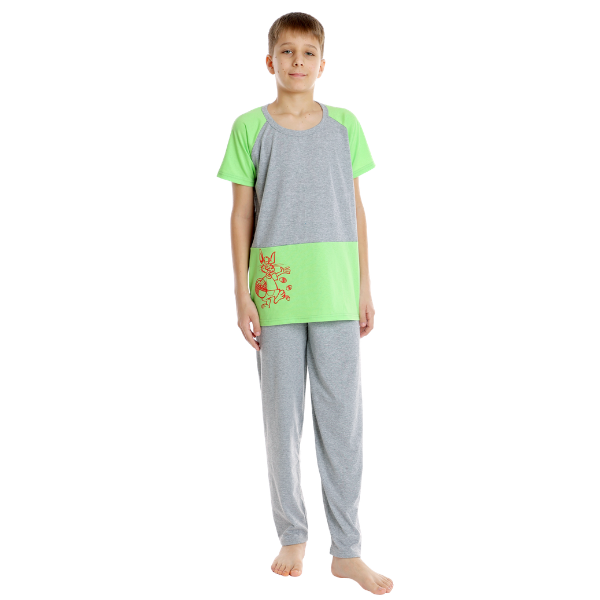 Pijama copii (baieti) AP2521 gri/vernil, Andana | marimea 38 (11/12 ani)