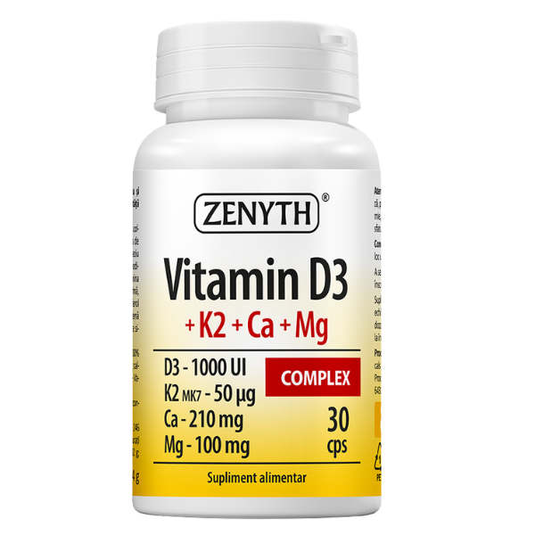 Poza produs Vitamin D3+K2+Ca+Mg Complex, Zenyth | 30 capsule
