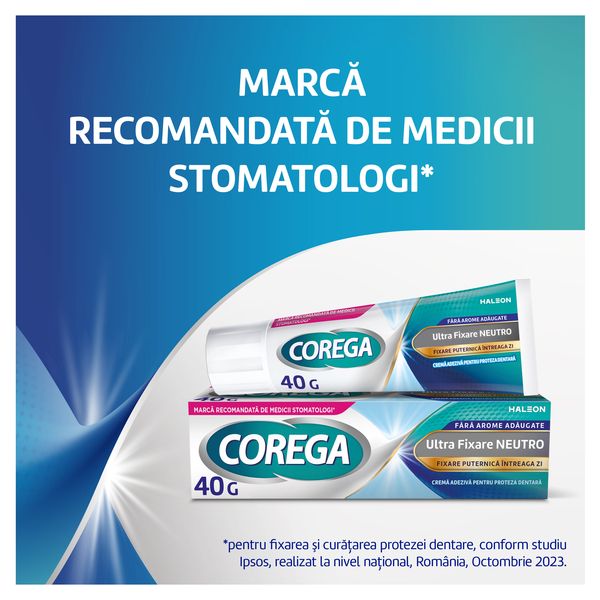 Poza produs Crema adeziva pentru proteza dentara Corega Ultra Fixare Neutro, Haleon | 40 g