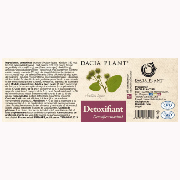 Poza produs Detoxifiant, Dacia Plant | 60 comprimate