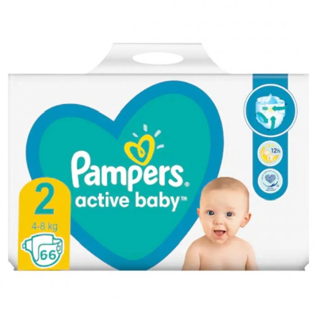 Poza produs Pampers Active Baby nr.2, 4-8 kg, P&G | 66 bucati