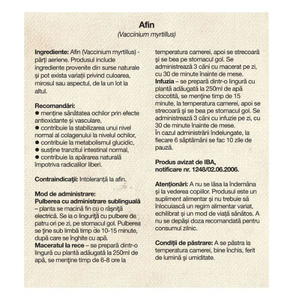 Poza produs Ceai Afin, Dacia Plant | 50 g